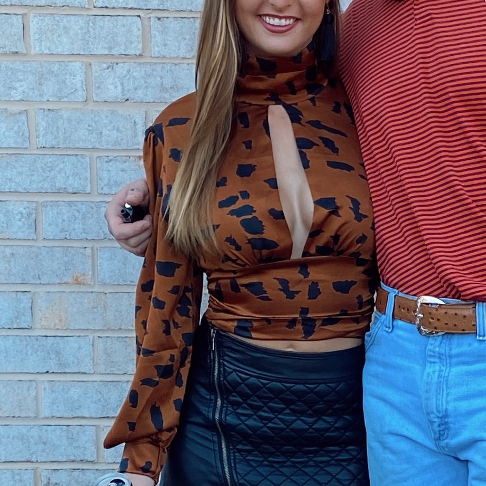 Burnt Orange Blouse with tie back